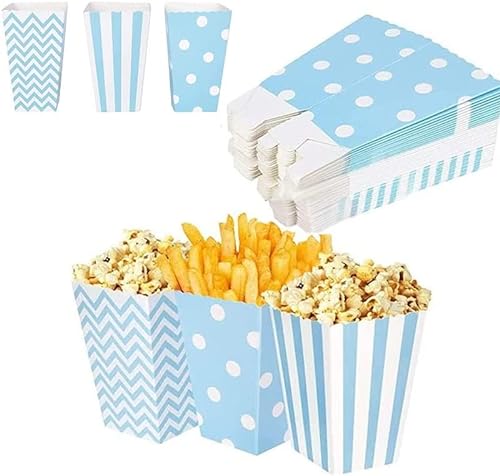 Teogneot Popcorn-Boxen Popcorn Tüte Pappe Candy Container für Geburtstage, Filmabend, Karneval, Kino, Party,blau von Teogneot