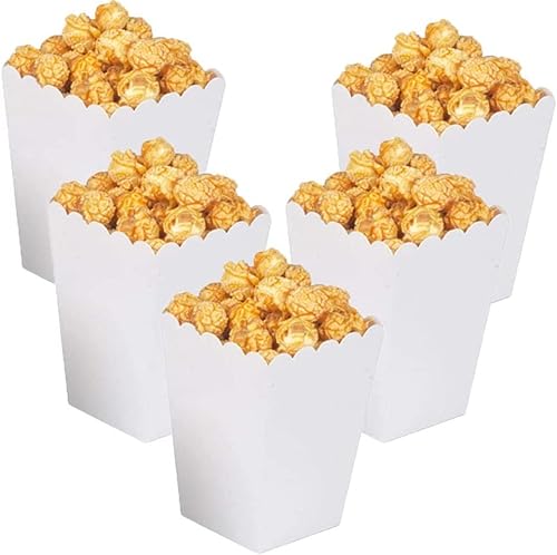Teogneot Popcorn-Boxen Popcorn Tüte Pappe Candy Container für Geburtstage, Filmabend, Karneval, Kino, Party,weiß von Teogneot