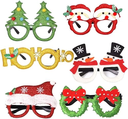 Teogneot Weihnachts Party Brillen Weihnachtsbrillen Kreative Weihnachten Brillen Party Gläser Cartoon Nette（6 Stück） von Teogneot