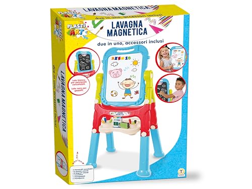 Teorema Giocattoli, Magnetisches Whiteboard für Kinder mit Staffelei, zwei in einem, mit abwischbarer weißer Seite und Kreideseite, Höhe 110 cm und Zubehör im Lieferumfang enthalten Teorema Giocattoli, Magnetisches Whiteboard für Kinder mit Staffelei, zwei in einem, mit abwischbarer weißer Seite und Kreideseite, Höhe 110 cm und Zubehör im Lieferumfang enthalten von Teorema Giocattoli