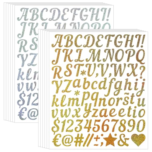 Teouuas 12 Stück Buchstaben Aufkleber, Buchstaben Aufkleber Gold, Wetterfest Reflektierende Nummernaufkleber, für Hochzeit, Geburtstag, Briefkasten, DIY, Scrapbooking Teouuas 12 Stück Buchstaben Aufkleber, Buchstaben Aufkleber Gold, Wetterfest Reflektierende Nummernaufkleber, für Hochzeit, Geburtstag, Briefkasten, DIY, Scrapbooking von Teouuas