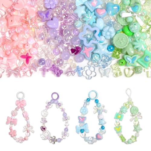 Teouuas 160 g Bunte Acrylperlen, Groß Acrylperlen für Armbänder, 4 Verschiedene Kawaii Unregelmäßige Perlen zum Auffädeln, Perlen Set für DIY Beads Charms Handyanhängern Schlüsselanhänger Basteln Teouuas 160 g Bunte Acrylperlen, Groß Acrylperlen für Armbänder, 4 Verschiedene Kawaii Unregelmäßige Perlen zum Auffädeln, Perlen Set für DIY Beads Charms Handyanhängern Schlüsselanhänger Basteln von Teouuas