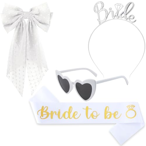 Teouuas 4 Stück Jga Accessoires Frauen, Inklusive Bride to be Schärpe und Schleier, Braut Stirnband, Herz Perle Sonnenbrille, für Junggesellenabschied Brautparty und Hochzeitsfotografie Teouuas 4 Stück Jga Accessoires Frauen, Inklusive Bride to be Schärpe und Schleier, Braut Stirnband, Herz Perle Sonnenbrille, für Junggesellenabschied Brautparty und Hochzeitsfotografie von Teouuas
