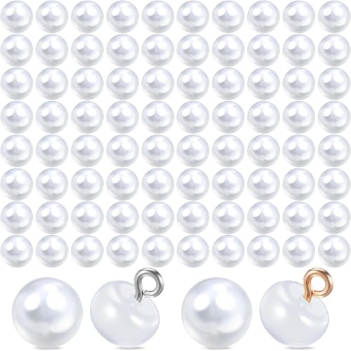 Teouuas 80 Stück Perlenknöpfe, 10 mm Perlenknöpfe, Knöpfe zum Annähen, Knöpfe zum Annähen Weiß Künstliche Perlmut, für DIY Dekoration, Basteln, Nähen, Kleidung, Hemden (Weiß) von Teouuas