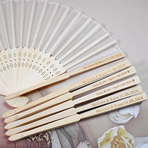ter Personalisierte Fächer, Fächer für Hochzeitsgäste, Abanicos de Mano personalizados, individuelle Handfächer, Fächer für rustikale Hochzeitsgäste (60 Stück) von Ter