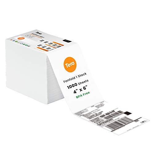 Tera Shipping Labels Thermoetiketten Versandetiketten 100 x 150mm x 1000 Labels für Verschiedene Drucker BPA-Frei Wischfrei Selbstklebende Adressetiketten, BA0003 von Tera