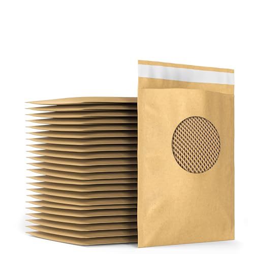 Tera Wabenpolster Gepolsterte Versandtaschen Kraftpapier: 17,2 × 27,4 cm 100er Pack 4-lagiger Schutz Selbstklebung Recycelbar Verpackungsmaterial für Warensendung Schmuck Kosmetik Versandtüten von Tera