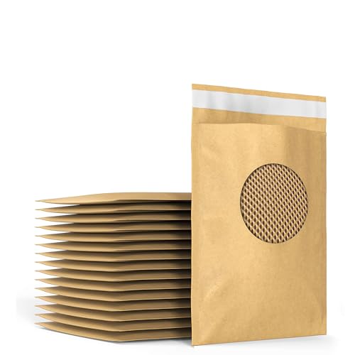 Tera Wabenpolster Gepolsterte Versandtaschen Kraftpapier: 17,2 × 27,4 cm 50er Pack 4-lagiger Schutz Selbstklebung Recycelbar Verpackungsmaterial für Warensendung Schmuck Kosmetik Versandtüten von Tera