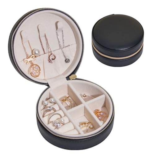 Kleine Schmuckschatulle, Ohrring-Geschenkboxen, schwarz, Reise-Schmuckkästchen, voreingestellt, für Sie, Organizer, Etui, Geburtstagsgeschenke, rund, Schwarz - 08 Kleine Schmuckschatulle, Ohrring-Geschenkboxen, schwarz, Reise-Schmuckkästchen, voreingestellt, für Sie, Organizer, Etui, Geburtstagsgeschenke, rund, Schwarz - 08 von Terafeels