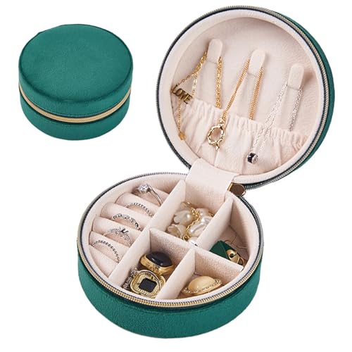 Schmuckkästchen für Reisen, kleine Schmuckschatulle, tragbares Schmuckkästchen für Ringe, Anhänger, Ohrringe, Halsketten, Armbänder, Organizer, Aufbewahrungsboxen für Damen und Mädchen, Grün, 1701 Schmuckkästchen für Reisen, kleine Schmuckschatulle, tragbares Schmuckkästchen für Ringe, Anhänger, Ohrringe, Halsketten, Armbänder, Organizer, Aufbewahrungsboxen für Damen und Mädchen, Grün, 1701 von Terafeels