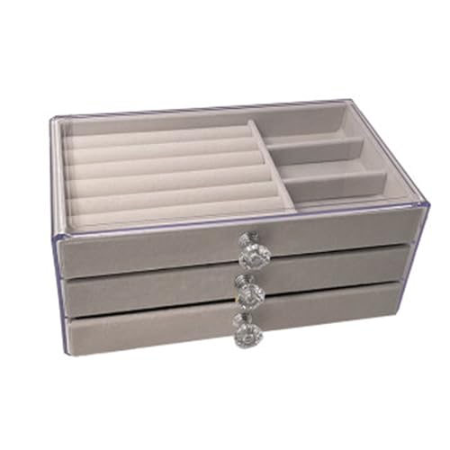 Terafeels Durchsichtige Schmuckschatulle für Frauen mit 3 Schubladen, Schmuck-Organizer mit Trennwänden, Acryl-Aufbewahrungs-Organizer für Ringe, Armreif, Armband, Halskette und Ohrring-Aufbewahrung, Terafeels Durchsichtige Schmuckschatulle für Frauen mit 3 Schubladen, Schmuck-Organizer mit Trennwänden, Acryl-Aufbewahrungs-Organizer für Ringe, Armreif, Armband, Halskette und Ohrring-Aufbewahrung, von Terafeels