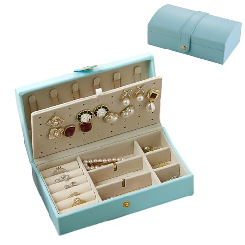 Terafeels Schmuckkästchen Organizer Klein Schmuckkoffer Reise Schmuckboxen Aufbewahrung für Ringe Ohrringe Halskette Armbänder Kunstleder Schmuckschatulle für Mädchen Frauen, Himmelblau Terafeels Schmuckkästchen Organizer Klein Schmuckkoffer Reise Schmuckboxen Aufbewahrung für Ringe Ohrringe Halskette Armbänder Kunstleder Schmuckschatulle für Mädchen Frauen, Himmelblau von Terafeels