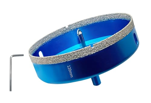 Teronbeta Diamant Lochsäge 120mm mit Zentrierbohrer, Professionellen Hartgelötet Diamant Kernlochbohrer für Fliesen, Porzellan, Keramik, Glas, Quarzit, Marmor von Teronbeta