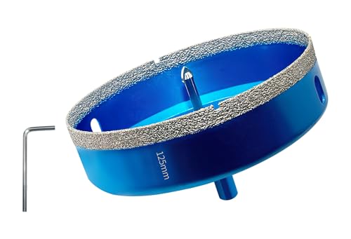 Teronbeta Diamant Lochsäge 125mm mit Zentrierbohrer, Professionellen Hartgelötet Diamant Kernlochbohrer für Fliesen, Porzellan, Keramik, Glas, Quarzit, Marmor von Teronbeta