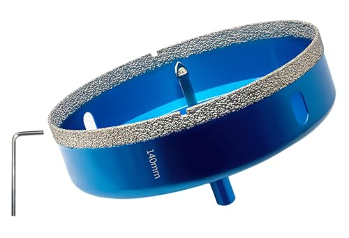 Teronbeta Diamant Lochsäge 140mm mit Zentrierbohrer, Professionellen Hartgelötet Diamant Kernlochbohrer für Fliesen, Porzellan, Keramik, Glas, Quarzit, Marmor von Teronbeta