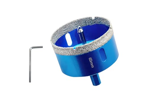Teronbeta Diamant Lochsäge 65mm mit Zentrierbohrer, Professionellen Hartgelötet Diamant Kernlochbohrer für Fliesen, Porzellan, Keramik, Glas, Quarzit, Marmor von Teronbeta