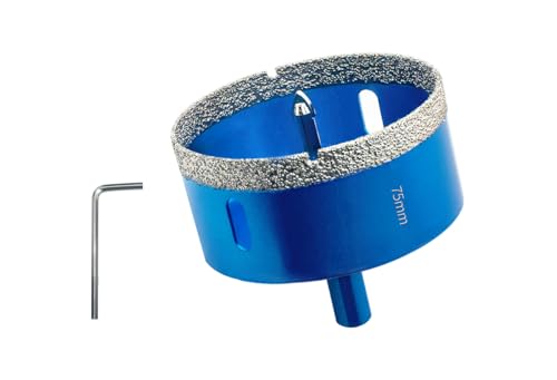 Teronbeta Diamant Lochsäge 75mm mit Zentrierbohrer, Professionellen Hartgelötet Diamant Kernlochbohrer für Fliesen, Porzellan, Keramik, Glas, Quarzit, Marmor von Teronbeta