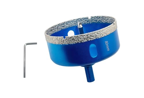 Teronbeta Diamant Lochsäge 80mm mit Zentrierbohrer, Professionellen Hartgelötet Diamant Kernlochbohrer für Fliesen, Porzellan, Keramik, Glas, Quarzit, Marmor von Teronbeta