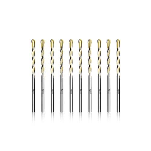 Teronbeta Fliesenbohrer 4mm x 10pcs Glasbohrer Keramikbohrer mit Hartmetall Spitze für Fliesen, Keramik, Mauerwerk, Glas, Porzellan, Wandfliesen, Dachziegel von Teronbeta