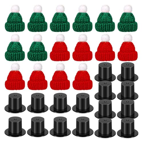 Terphadp 32-Teiliges Puppen-Mini-Set, Darunter 16 Mini-Strickmützen für Den Weihnachtsmann und 16 Miniatur-Zylinderhüte Aus Schwarzem Kunststoff für Weihnachtsmann Terphadp 32-Teiliges Puppen-Mini-Set, Darunter 16 Mini-Strickmützen für Den Weihnachtsmann und 16 Miniatur-Zylinderhüte Aus Schwarzem Kunststoff für Weihnachtsmann von Terphadp