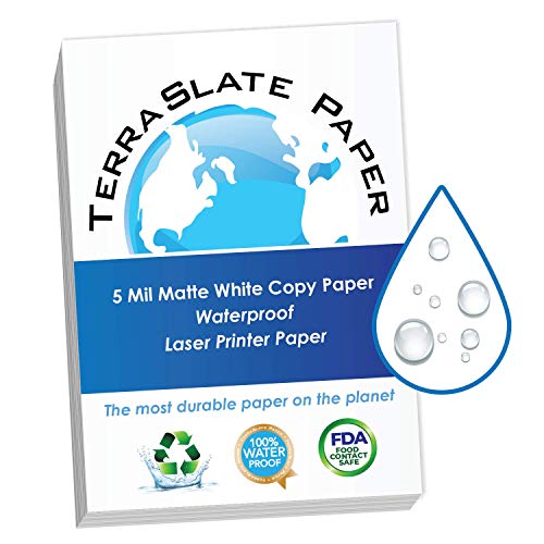 TerraSlate Kopierpapier Wasserdichter Laserdrucker, regenwetterfest, 5 MIL, A4 210 x 297 mm, 25 Blatt von TerraSlate Paper