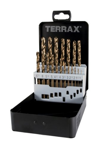 Terrax A215214 Kobalt-Bohrer Set 19 Stück in Stahlblechkassette von Ruko