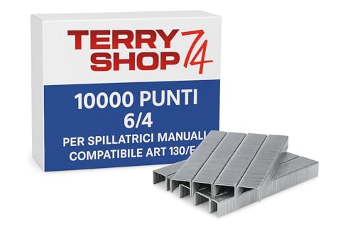 Terryshop74 Metallklammern 6/4, 10.000 Stück, Grau, für manuelle Tacker, kompatibel Art.130/E von Terryshop74