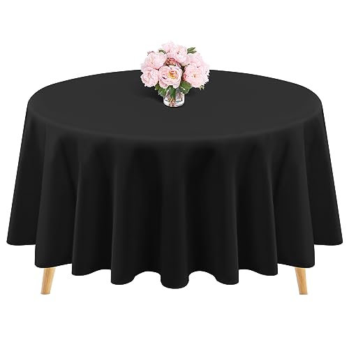 1 Packung runde Tischdecke, 228 cm, Schwarze Polyester-Tischdecke, waschbare Tischdecken, Polyester-Stoff-Tischdecke für Hochzeit, Party, Bankett, Buffet, Feiertagsessen (schwarz, 228 cm) 1 Packung runde Tischdecke, 228 cm, Schwarze Polyester-Tischdecke, waschbare Tischdecken, Polyester-Stoff-Tischdecke für Hochzeit, Party, Bankett, Buffet, Feiertagsessen (schwarz, 228 cm) von Teruntrue