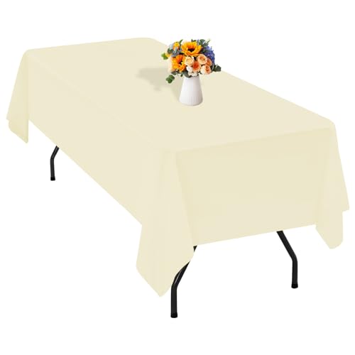 1 Packung beige Polyester-Tischdecke für 2,4 m große rechteckige Tische, 153 x 320 cm Polyester-Stoff-Tischdecke, knitterfrei, waschbar, für Hochzeit, Geburtstag, Party, Bankett-Dekoration 1 Packung beige Polyester-Tischdecke für 2,4 m große rechteckige Tische, 153 x 320 cm Polyester-Stoff-Tischdecke, knitterfrei, waschbar, für Hochzeit, Geburtstag, Party, Bankett-Dekoration von Teruntrue