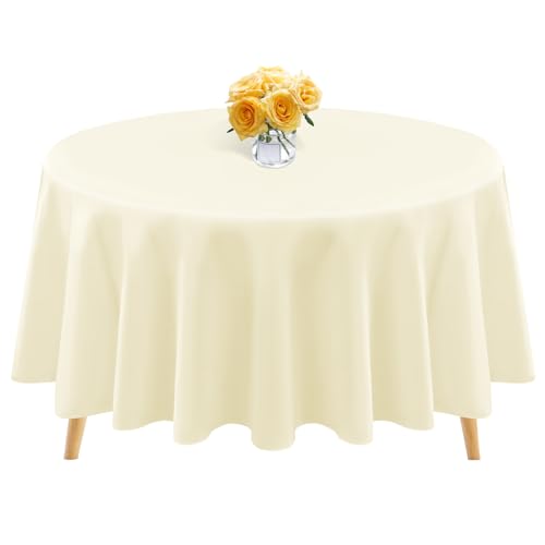 1 Packung beige runde Polyester-Tischdecken, 228 cm, runde Tischdecke, Flecken- und knitterfrei, waschbare Tischdecke für Hochzeit, Partys, Bankett, Buffettisch, Urlaub, Esstische dekorieren 1 Packung beige runde Polyester-Tischdecken, 228 cm, runde Tischdecke, Flecken- und knitterfrei, waschbare Tischdecke für Hochzeit, Partys, Bankett, Buffettisch, Urlaub, Esstische dekorieren von Teruntrue