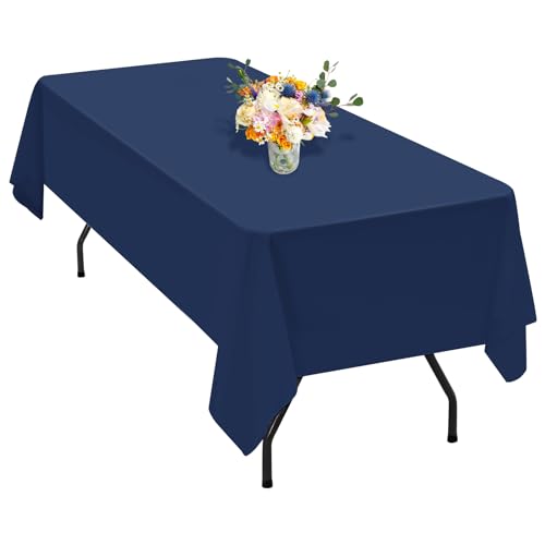 1 Packung dunkelblaue Polyester-Tischdecke für 2,4 m große rechteckige Tische, 153 x 320 cm Polyester-Stoff-Tischdecke, knitterfrei, waschbar, für Hochzeit, Geburtstag, Party, Bankett-Dekoration 1 Packung dunkelblaue Polyester-Tischdecke für 2,4 m große rechteckige Tische, 153 x 320 cm Polyester-Stoff-Tischdecke, knitterfrei, waschbar, für Hochzeit, Geburtstag, Party, Bankett-Dekoration von Teruntrue