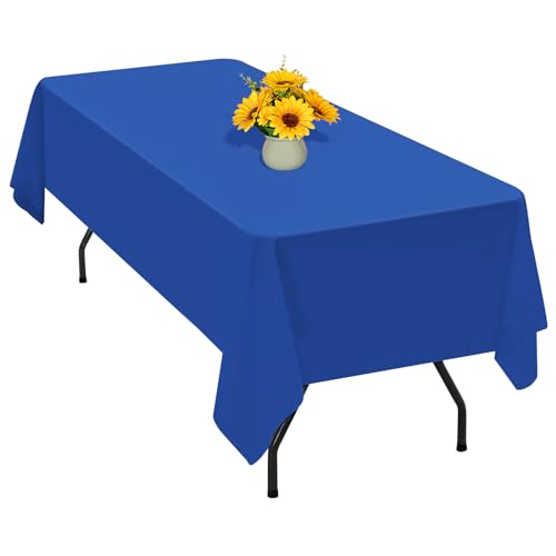 1 Packung königsblaue Polyester-Tischdecke für 1,8 m große rechteckige Tische, 153 x 260 cm Polyester-Stoff-Tischdecke, knitterfrei, waschbar, Tischdecke, für Hochzeit, Geburtstag Party Dekoration von Teruntrue