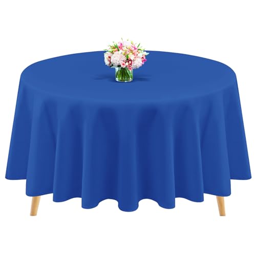 1 Packung königsblaue Polyester-Tischdecken, rund, 228,6 cm, runde Tischdecke, Flecken- und knitterfrei, waschbare Tischdecke für Hochzeiten, Partys, Bankette, Buffettische, Feiertage dekorieren von Teruntrue