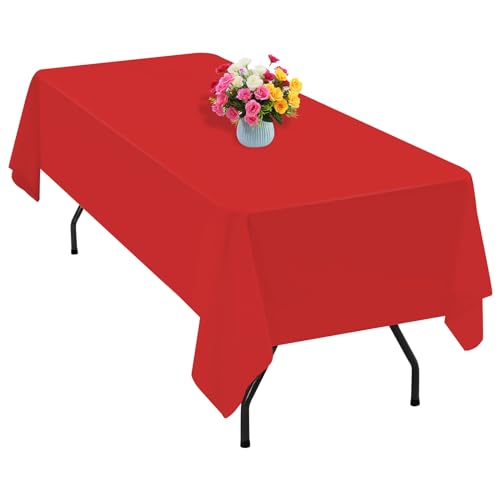 1 Packung rote Polyester-Tischdecke für 2,4 m große rechteckige Tische, 153 x 320 cm Polyester-Stoff-Tischdecke, knitterfrei, waschbar, für Hochzeit, Geburtstag, Party, Bankett-Dekoration 1 Packung rote Polyester-Tischdecke für 2,4 m große rechteckige Tische, 153 x 320 cm Polyester-Stoff-Tischdecke, knitterfrei, waschbar, für Hochzeit, Geburtstag, Party, Bankett-Dekoration von Teruntrue