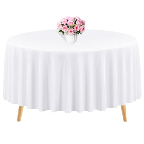 1 Packung weiße, runde Tischdecken aus Polyester, 275 cm, runde Tischdecke, Flecken- und knitterfrei, waschbare Tischdecke für Hochzeiten, Partys, Bankette, Feiertage, Esstischdekoration 1 Packung weiße, runde Tischdecken aus Polyester, 275 cm, runde Tischdecke, Flecken- und knitterfrei, waschbare Tischdecke für Hochzeiten, Partys, Bankette, Feiertage, Esstischdekoration von Teruntrue