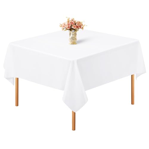 1 Packung weiße Polyester-Tischdecke für kleine quadratische Tische, 132 x 132 cm, Polyester-Stoff-Tischdecke, knitterfrei, waschbar, Tischdecke, für Hochzeit, Geburtstag, Party, Bankett-Dekoration 1 Packung weiße Polyester-Tischdecke für kleine quadratische Tische, 132 x 132 cm, Polyester-Stoff-Tischdecke, knitterfrei, waschbar, Tischdecke, für Hochzeit, Geburtstag, Party, Bankett-Dekoration von Teruntrue