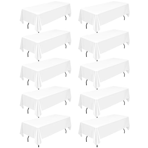 10 Packungen Weiße Polyester Tischdecken für 6-Fuß-rechteckige Tische – 60 x 102 Zoll Knitterfeste Waschbare Tischbezüge, Geeignet für Hochzeiten, Geburtstage, Partys & Bankette Dekoration 10 Packungen Weiße Polyester Tischdecken für 6-Fuß-rechteckige Tische – 60 x 102 Zoll Knitterfeste Waschbare Tischbezüge, Geeignet für Hochzeiten, Geburtstage, Partys & Bankette Dekoration von Teruntrue