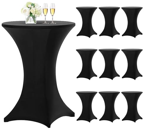 10 Stück Schwarz Stehtisch Hussen Stehtische, Stehtischhusse für Ø 80-85 cm Stehtische und Bistrotische, Stretch-Tischdecke mit Fußtaschen für Hochzeit Geburtstagsfeier Bankett(80 cm, Schwarz) von Teruntrue