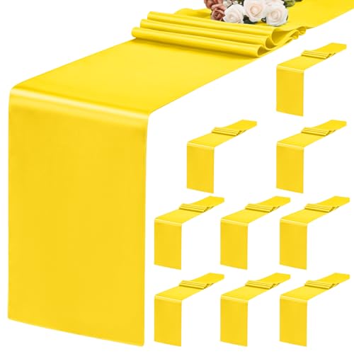 10er-Pack gelbe Tischläufer, Satin-Tischläufer, 30 x 183 cm Seiden-Tischläufer für den Esstisch, gelbe Tischläufer für Hochzeiten, Geburtstagsbankette, Verlobungen, Party-Dekoration 10er-Pack gelbe Tischläufer, Satin-Tischläufer, 30 x 183 cm Seiden-Tischläufer für den Esstisch, gelbe Tischläufer für Hochzeiten, Geburtstagsbankette, Verlobungen, Party-Dekoration von Teruntrue