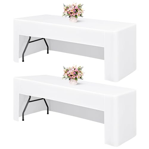 2er Pack Weiße Tischdecken, passgenaue Tischdecke mit offener Rückseite, 8 Fuß rechteckige Klapptischdecke, waschbarer Stoff, Messe-Tischdecke Kunsthandwerk Ausstellung Partys Hochzeit(241x75x73cm) 2er Pack Weiße Tischdecken, passgenaue Tischdecke mit offener Rückseite, 8 Fuß rechteckige Klapptischdecke, waschbarer Stoff, Messe-Tischdecke Kunsthandwerk Ausstellung Partys Hochzeit(241x75x73cm) von Teruntrue