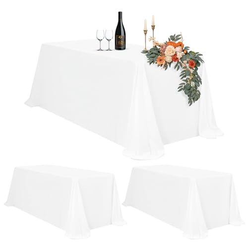 2er-Set Weiße Tischdecken Rechteck 229 x 335 cm, wasserdichte Polyester Weiße Tischdecken für 6-8ft Tabelle, Waschbar Rechteck Große Tischdecke für Party Hochzeit Buffet Camping Restaurant(90x132in) 2er-Set Weiße Tischdecken Rechteck 229 x 335 cm, wasserdichte Polyester Weiße Tischdecken für 6-8ft Tabelle, Waschbar Rechteck Große Tischdecke für Party Hochzeit Buffet Camping Restaurant(90x132in) von Teruntrue
