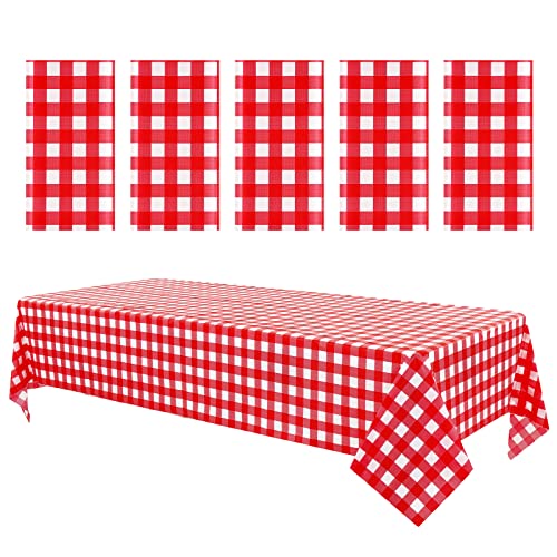 5 Packungen rot Karierte Kunststoff-Tischdecke 137 x 274 cm rot-weiß Karierte Einweg-Rechteck-Tischdecke, schmutzabweisende/wasserdichte Tischdecke für Grill-Picknick-Geburtstags-Hochzeitsfeiern 5 Packungen rot Karierte Kunststoff-Tischdecke 137 x 274 cm rot-weiß Karierte Einweg-Rechteck-Tischdecke, schmutzabweisende/wasserdichte Tischdecke für Grill-Picknick-Geburtstags-Hochzeitsfeiern von Teruntrue