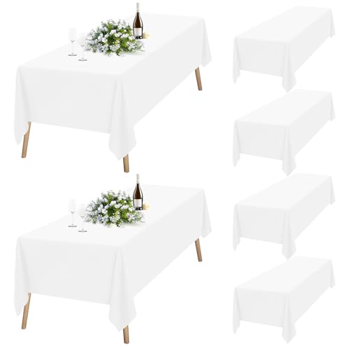 6 Packungen Weiß Tischdecke 153 x 260 cm, Tischdecke Weiß Stoff Rechteckige Polyester-Tischdecke für 1,8m Rechteckige Tische, Waschbare Tischdecke für Hochzeitsfeier, Restaurant, Banketttisch 6 Packungen Weiß Tischdecke 153 x 260 cm, Tischdecke Weiß Stoff Rechteckige Polyester-Tischdecke für 1,8m Rechteckige Tische, Waschbare Tischdecke für Hochzeitsfeier, Restaurant, Banketttisch von Teruntrue