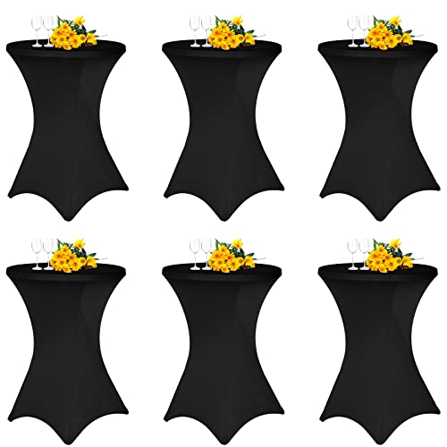 6 Stück Schwarz Stehtisch Hussen Stehtische, Stehtischhusse für Ø 80-85 cm Stehtische und Bistrotische, Stretch-Tischdecke mit Fußtaschen für Hochzeit Geburtstagsfeier Bankett(80 cm, Schwarz) von Teruntrue
