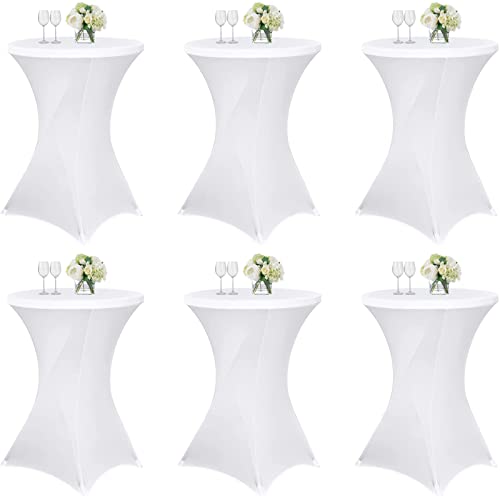 6 Stück stehtisch hussen stehtische Spandex Stretch Tischdecke 80cm, für Bistrotisch Ø 80-85 cm, Für runden Tisch Hochzeit Geburtstagsfeier Bankett Tischdekoration (80 cm, weiß) von Teruntrue