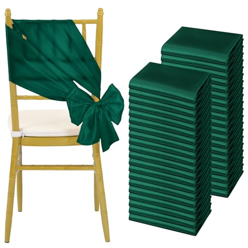 60 Stück Satin-Stuhlschärpen, Schleifen, universeller Stuhlbezug, dunkelgrüne Schärpen, Stuhlschärpen für Hochzeitsempfang, Bankette, Partys, Hotelveranstaltungen, Stuhldekoration (17 x 200 cm) von Teruntrue