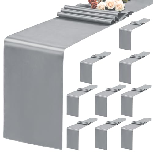 Teruntrue 10er-Pack graue Tischläufer, 30 x 183 cm, Satin-Tischläufer für rechteckige runde Tische, Grauer Tischläufer für Hochzeiten, Geburtstagsbankette, Verlobungen, Party-Dekoration Teruntrue 10er-Pack graue Tischläufer, 30 x 183 cm, Satin-Tischläufer für rechteckige runde Tische, Grauer Tischläufer für Hochzeiten, Geburtstagsbankette, Verlobungen, Party-Dekoration von Teruntrue