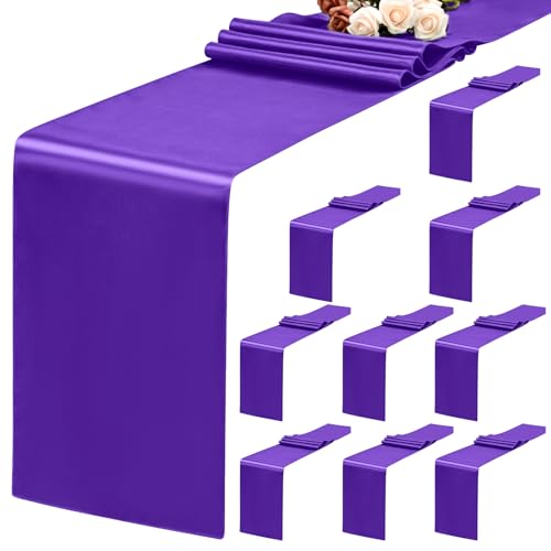 Teruntrue 10er-Pack lila Tischläufer 12 x 72 Zoll Satin-Tischläufer für rechteckige runde Tische, lila Tischläufer für Hochzeiten, Geburtstagsbankette, Verlobungen, Partydekoration Teruntrue 10er-Pack lila Tischläufer 12 x 72 Zoll Satin-Tischläufer für rechteckige runde Tische, lila Tischläufer für Hochzeiten, Geburtstagsbankette, Verlobungen, Partydekoration von Teruntrue