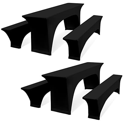 Teruntrue 2 Sätze Schwarz Biertischhussen,Elastische Bierbankhusse und Tischdecken,Bierzeltgarnituren 220 x 50 x 70 cm, 50 cm Tischbreite, für Bankett Gartenmöbel Abdeckungen. Teruntrue 2 Sätze Schwarz Biertischhussen,Elastische Bierbankhusse und Tischdecken,Bierzeltgarnituren 220 x 50 x 70 cm, 50 cm Tischbreite, für Bankett Gartenmöbel Abdeckungen. von Teruntrue