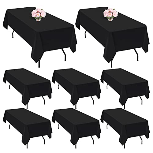 8 Packungen schwarze Tischdecke aus Polyester 153 x 260 cm für rechteckige Tische mit einer Größe von 1,8 m knitterfreie waschbare Tischdecke aus Polyestergewebe für Hochzeit,Party,Bankette,Dekoration von Teruntrue